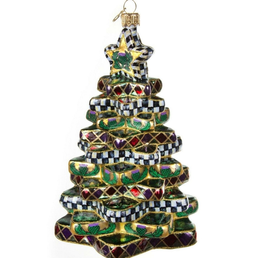 Mackenzie Childs Stacking Star Tree Glass Ornament- Retired & Rare